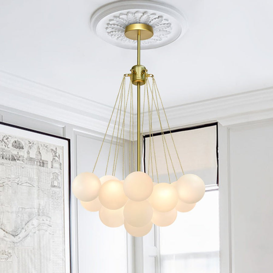 Modern Frosted Glass Bubble Cluster Chandelier for Living / Dining Room ...