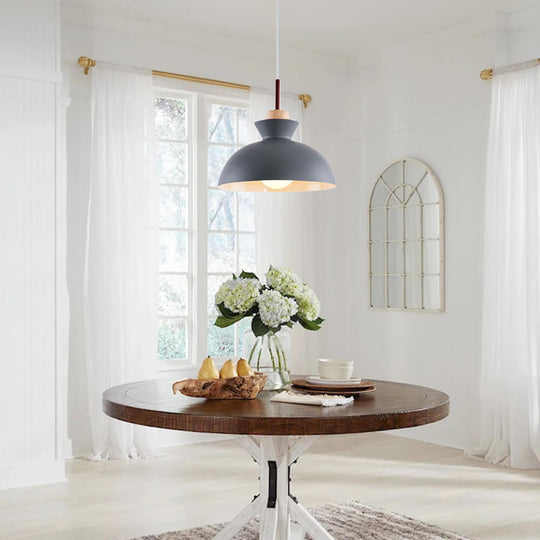 Pendantlightie-Contemporary Single Pendant Dome Light for Breakfast Bar-Pendants-Gray-