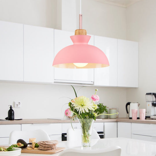 Pendantlightie-Contemporary Single Pendant Dome Light for Breakfast Bar-Pendants-Pink-