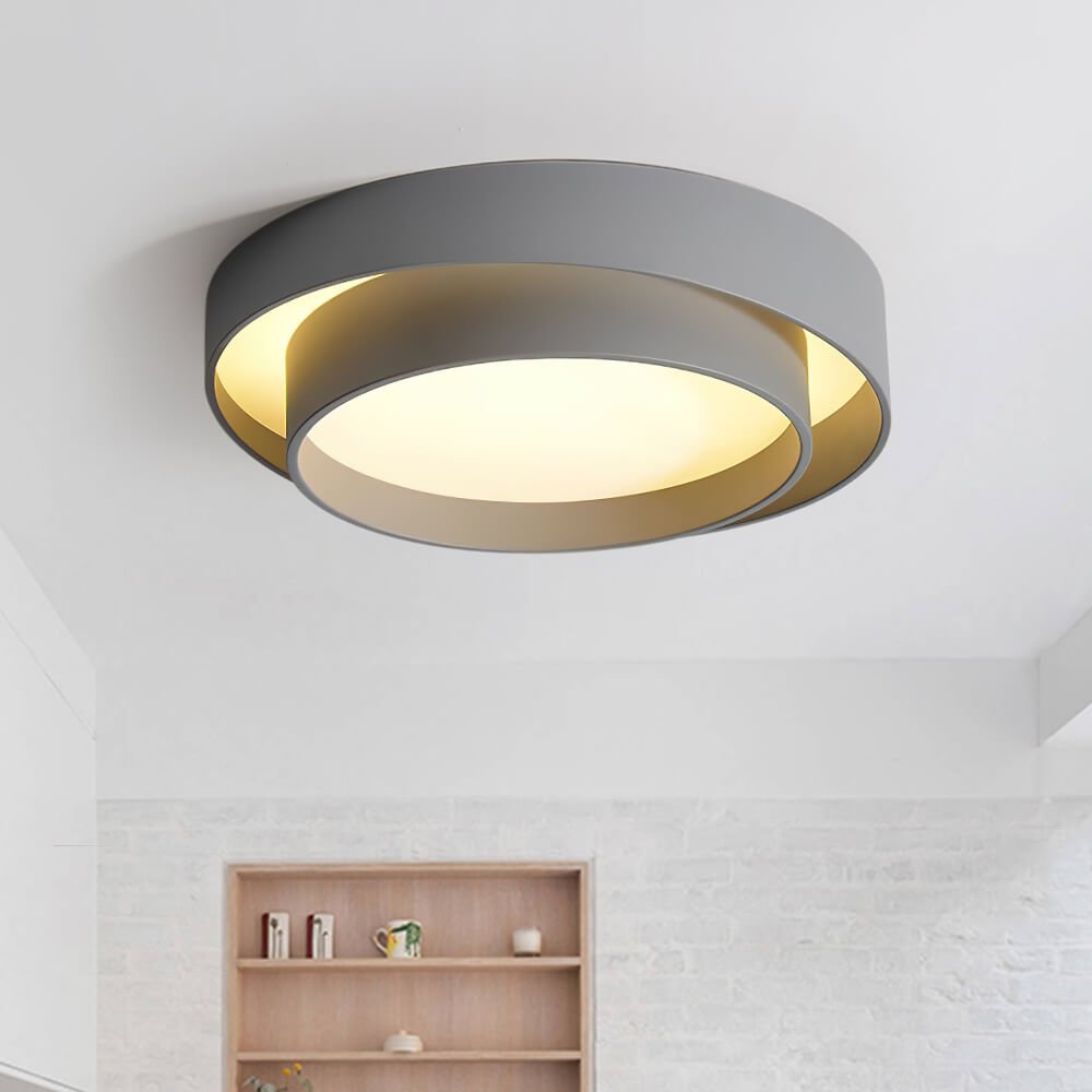 Pendantlightie-Creative Concentric Circle Led Ceiling Light-Flush Mount-Warm White Light-Gray