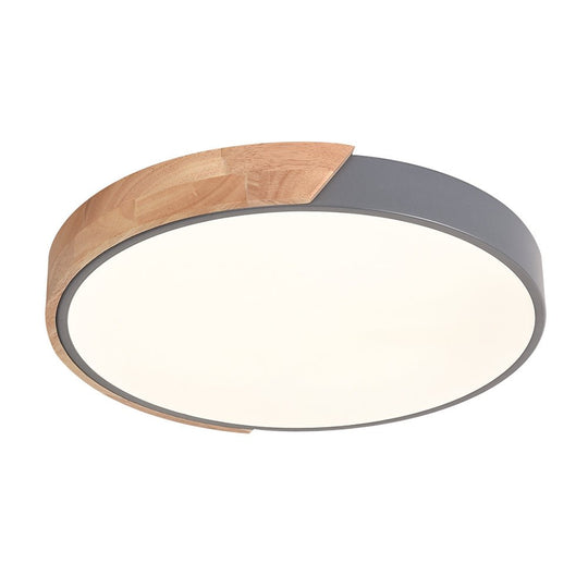 Pendantlightie-Dimmable Led Round Flush Mount With Wood Accent-Flush Mount-Black-11.81 Inches