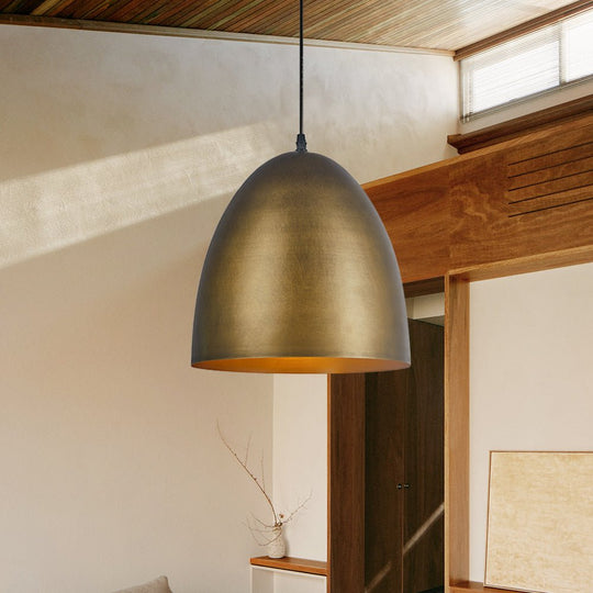 Pendantlightie-Industrial 1-Light Metal Bell Pendant Light For Dining Table-Pendants-Antique Brass-