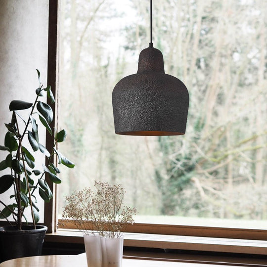 Pendantlightie-Japanese Style 1-Light Bell Pendant Light For Dining Table-Pendants-Black-