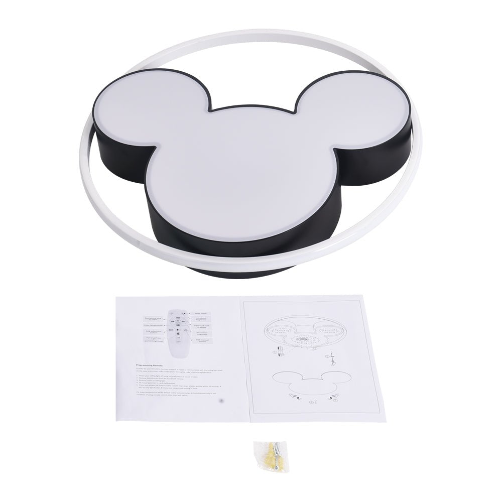 Pendantlightie-Mickey Cartoon Dimmable Led Flush Mount For Bedroom-Flush Mount-17.72 in (45 cm)-Warm White Light