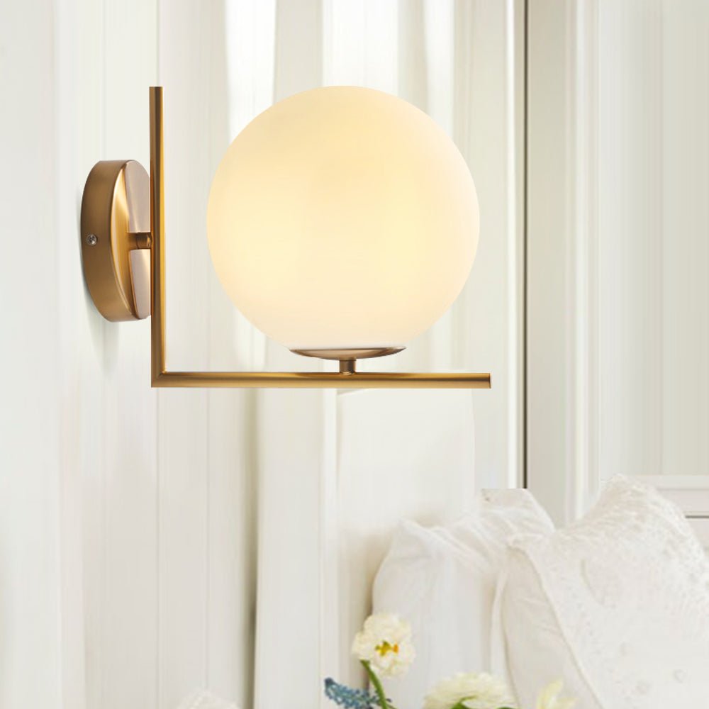 Pendantlightie-Mid-Century 1-Light Glass Globe Wall Light-Wall Light--
