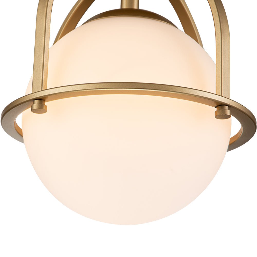 Pendantlightie-Mid-Century 1-Light Opal Glass Globe Semi Flush Mount-Semi Flush Mount-Gold-