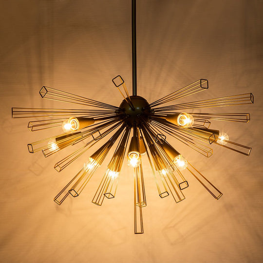 Pendantlightie-Mid-Century Modern 10-Light Sunburst Sputnik Chandelier-Chandeliers-Brass-
