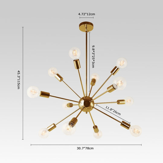 Pendantlightie-Mid-Century Modern 12-Light Sputnik Light-Chandeliers-Chrome-