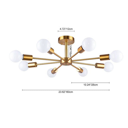 Pendantlightie-Mid-Century Modern 8-Light Sputnik Semi Flush Ceiling Light-Semi Flush Mount-Chrome-