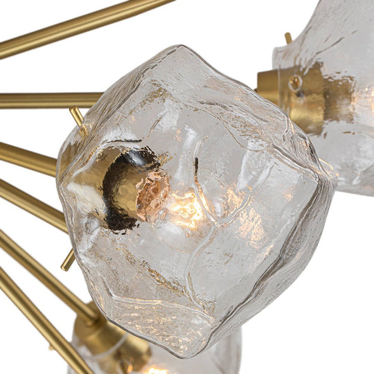 Pendantlightie-Mid-Century Modern 9-Light Ice Sputnik Semi Flush Ceiling Light-Semi Flush Mount-Brass-