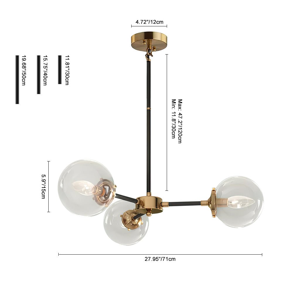 Pendantlightie-Mid-Century Modern Glass Globe Sputnik Light-Chandeliers-3Lt-
