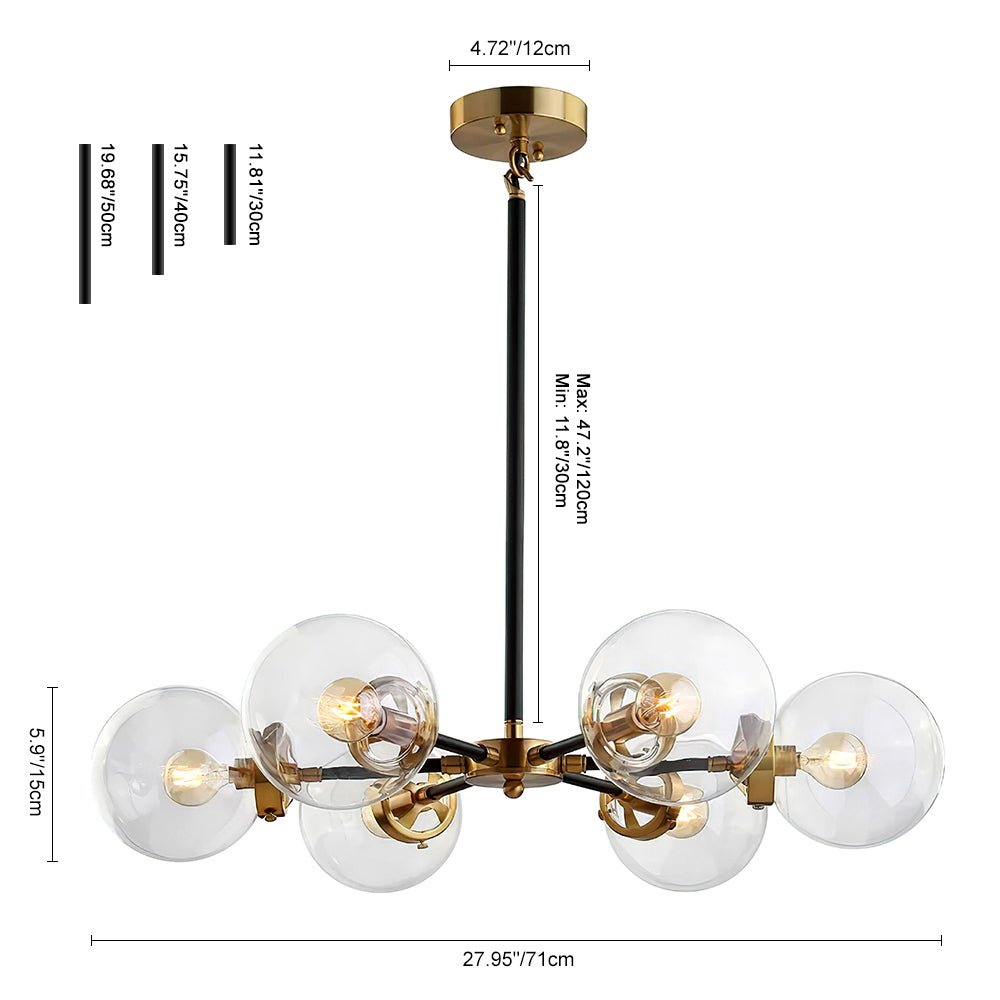 Pendantlightie-Mid-Century Modern Glass Globe Sputnik Light-Chandeliers-3Lt-