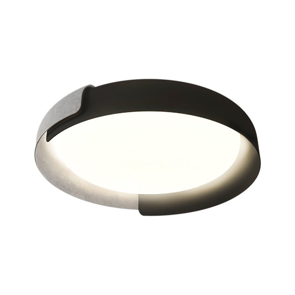 Pendantlightie-Minimalist Contrast Color Overlapping Round Led Ceiling Light-Flush Mount-Warm White Light-Black+Gray