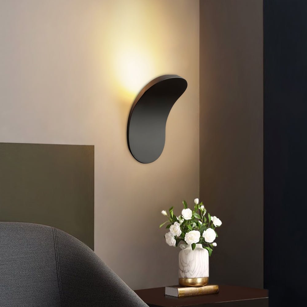 Pendantlightie-Minimalist Curved Led Wall Sconce Bedside-Wall Light-Black-3000K