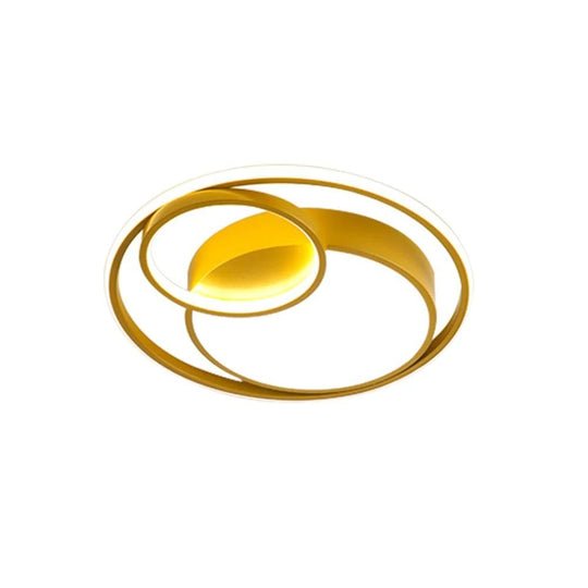 Pendantlightie-Minimalist Double Ring Round Led Ceiling Light-Flush Mount-Cool White Light-Gold
