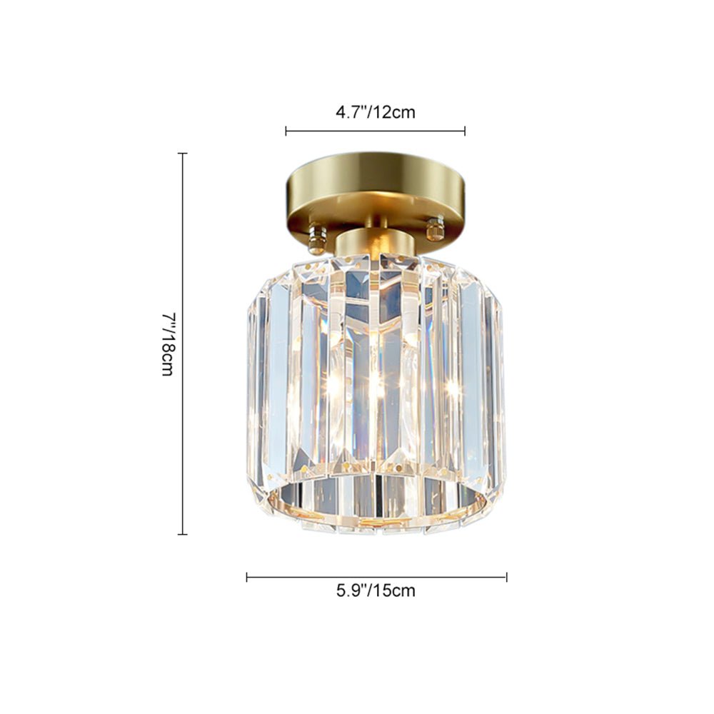 Pendantlightie-Modern 1-Light Mini Crystal Semi Flush Ceiling Light-Semi Flush Mount--