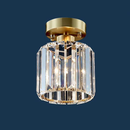 Pendantlightie-Modern 1-Light Mini Crystal Semi Flush Ceiling Light-Semi Flush Mount--