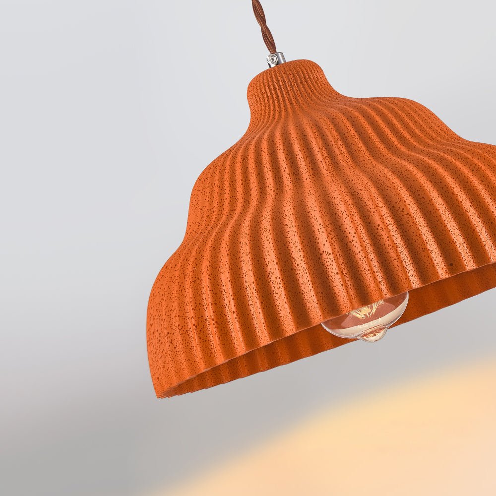 Pendantlightie-Modern 1-Light Pleated Concrete Pendant Lighting For Kitchen Island-Pendants-Orange-