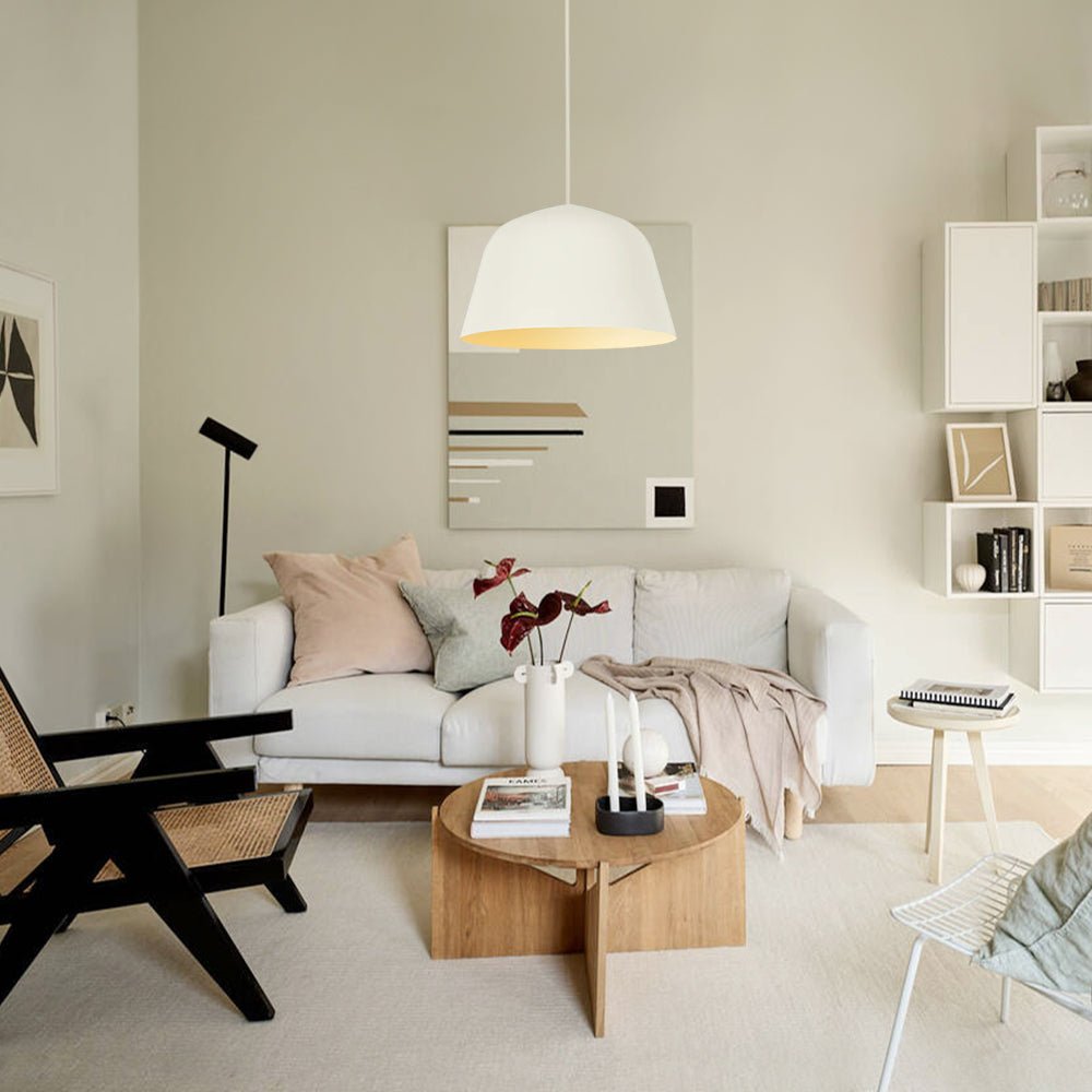 Pendantlightie-Modern 1-Light Texture Chalk Squat Dome Pendant Light-Pendants-White-