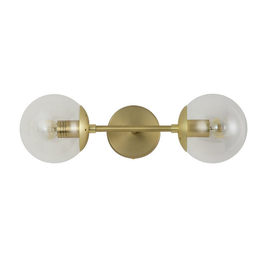 Pendantlightie-Modern 2-Light Clear Glass Double Globe Wall Light-Wall Light-Gold-