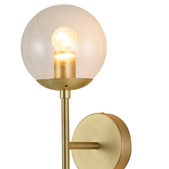 Pendantlightie-Modern 2-Light Clear Glass Double Globe Wall Light-Wall Light-Gold-