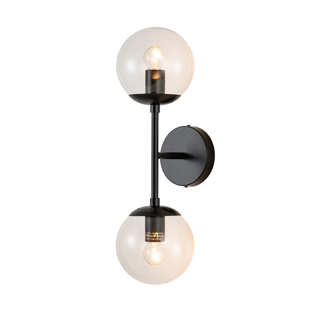 Pendantlightie-Modern 2-Light Clear Glass Double Globe Wall Light-Wall Light-Gold-