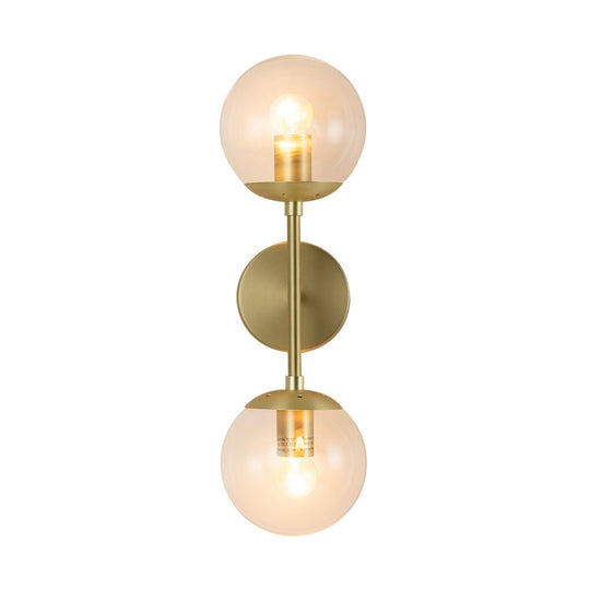 Pendantlightie-Modern 2-Light Clear Glass Double Globe Wall Light-Wall Light-Gold-