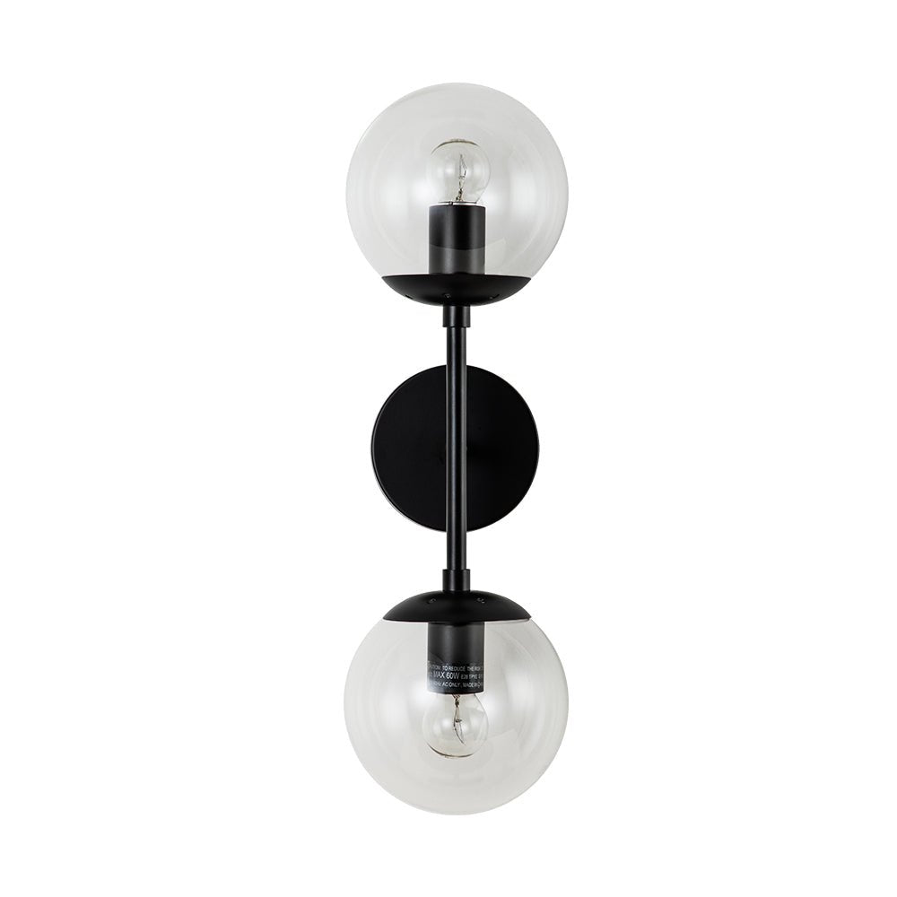 Pendantlightie-Modern 2-Light Clear Glass Double Globe Wall Light-Wall Light-Gold-