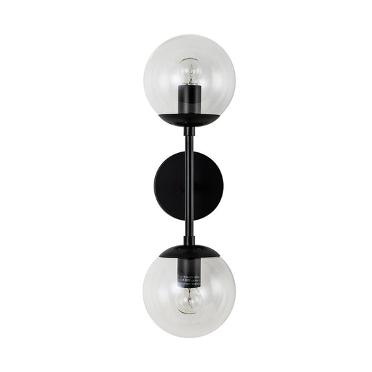 Pendantlightie-Modern 2-Light Clear Glass Double Globe Wall Light-Wall Light-Gold-