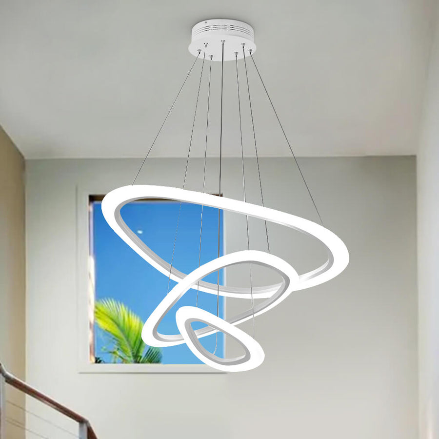 Modern 3-Ring High Ceiling Long LED Pendant Light, Led Pendant Lights ...