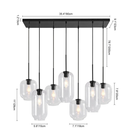 Pendantlightie-Modern 7-Light Cluster Glass Pendant Lights-Pendants-Black-