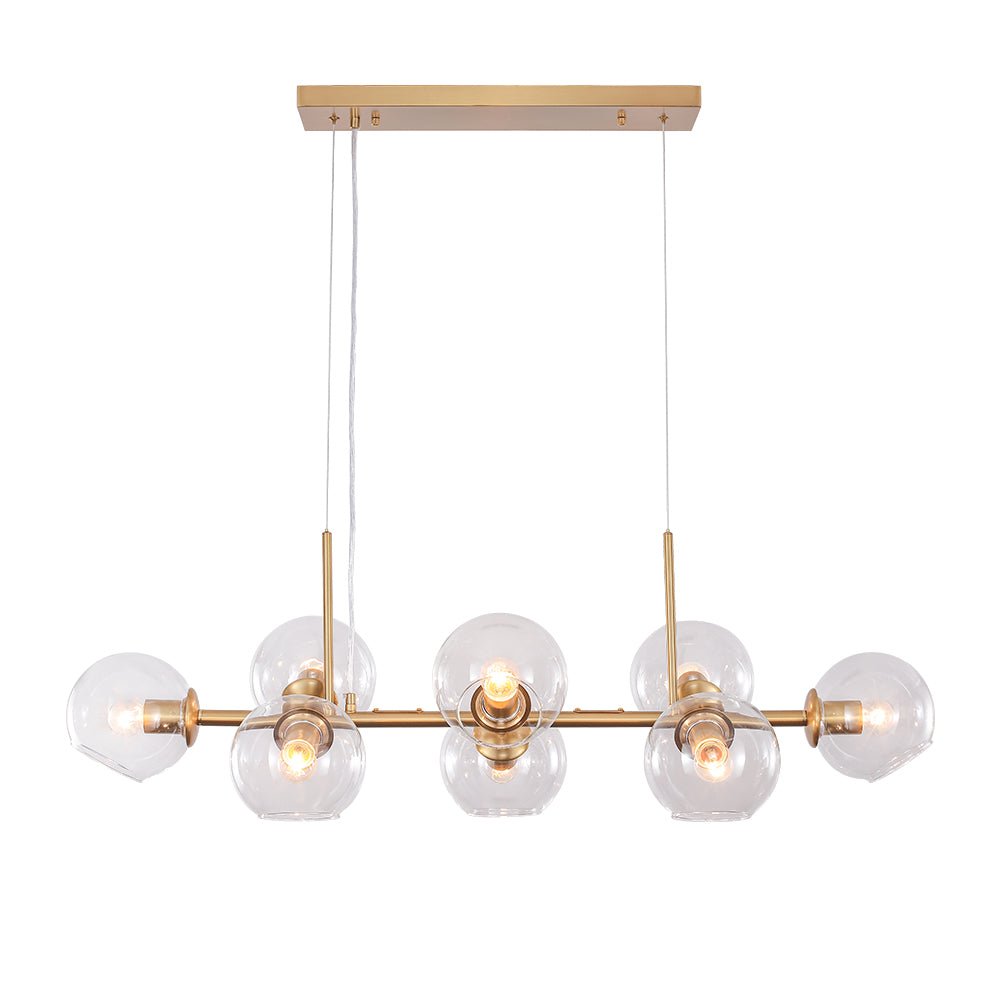 Pendantlightie-Modern 8-Light Glass Globe Linear Chandelier-Chandeliers-Brass-