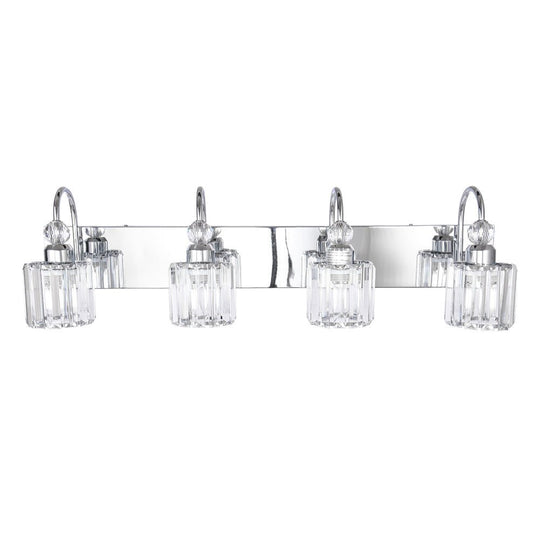 Pendantlightie-Modern Bathroom Vanity Light With Glass Crystal Accent-Wall Light-Chrome-5 Lt