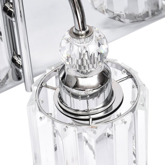 Pendantlightie-Modern Bathroom Vanity Light With Glass Crystal Accent-Wall Light-Chrome-5 Lt