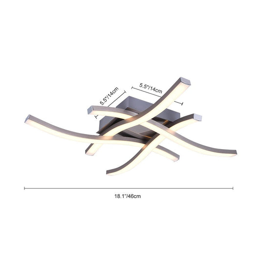 Pendantlightie-Modern Curved Led Semi Flush Mount-Semi Flush Mount-Nickel-3Lt