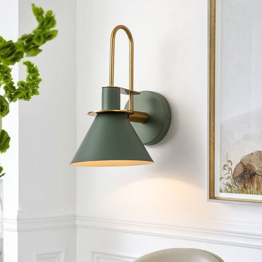 Pendantlightie-Modern Industrial 1-Light Cone Wall Light For Bedside-Wall Light-Green-