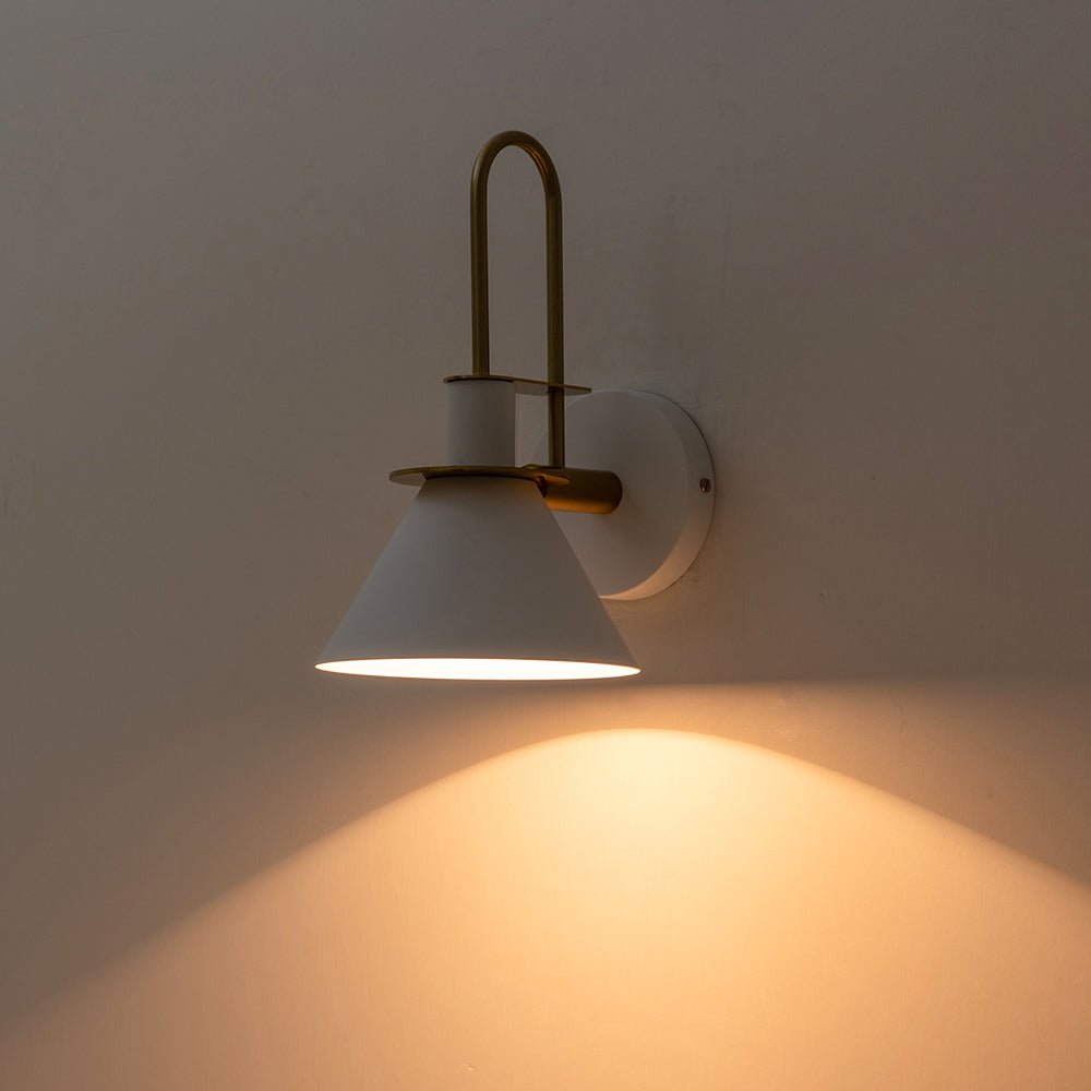 Pendantlightie-Modern Industrial 1-Light Cone Wall Light For Bedside-Wall Light-White-