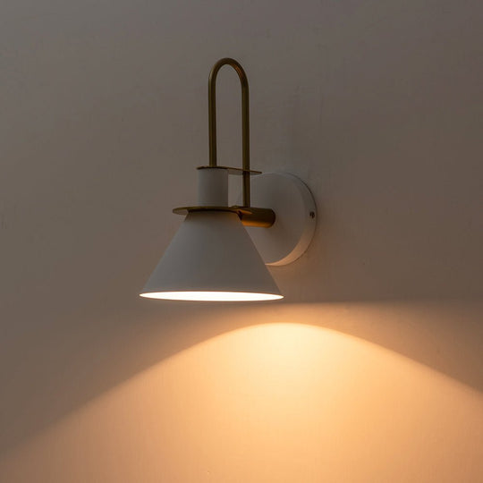 Pendantlightie-Modern Industrial 1-Light Cone Wall Light For Bedside-Wall Light-White-