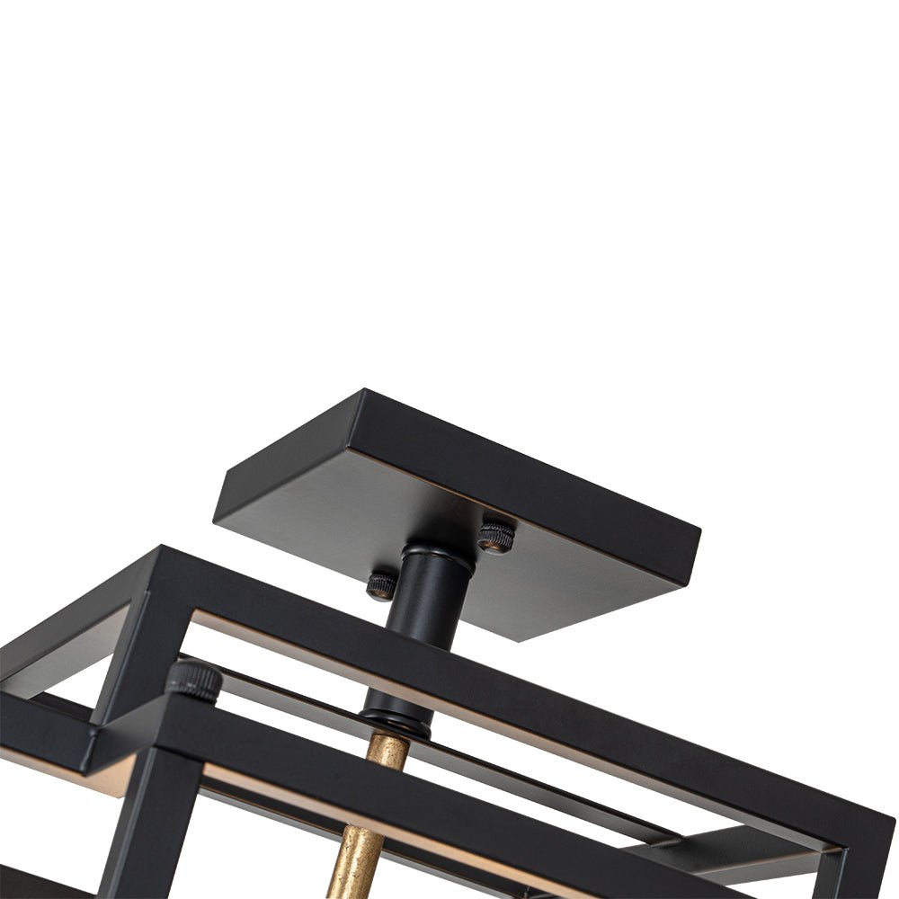 Pendantlightie-Modern Industrial 4-Light Square Geometric Semi Flush Ceiling Light-Semi Flush Mount--