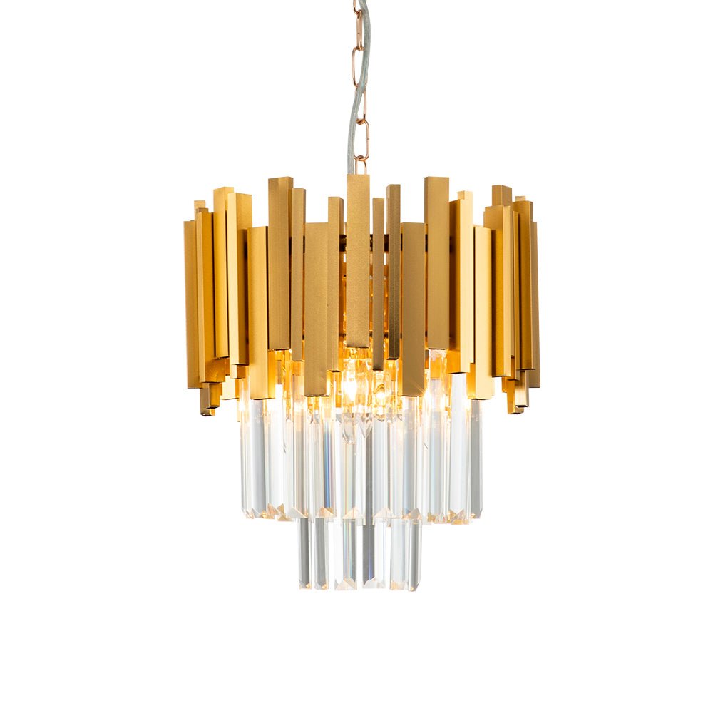 Pendantlightie-Modern Luxury 3-Light Gold Glass Crystal Chandelier For Dining Room-Chandeliers--