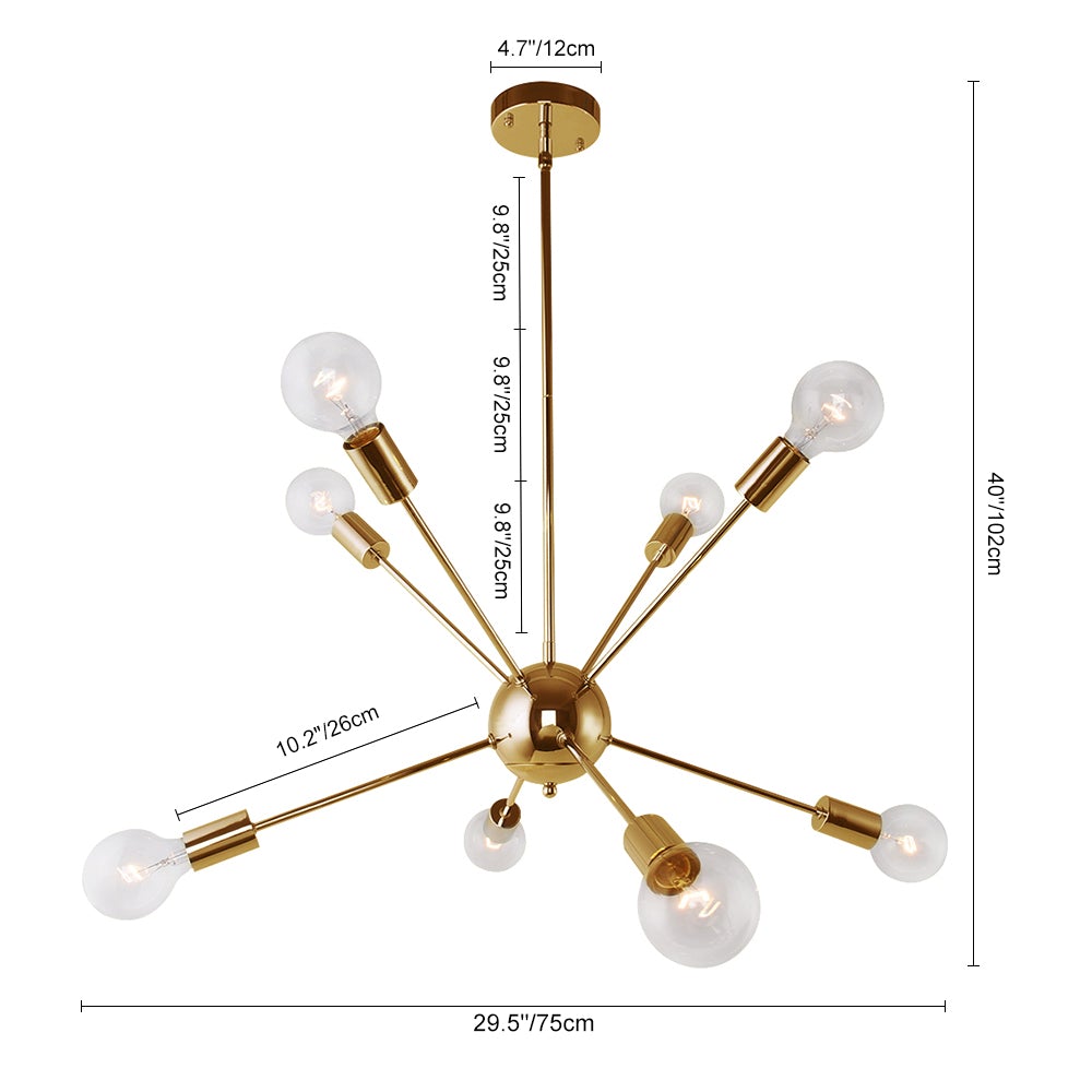 Modern Mid-century 8-Light Sputnik Chandelier for Bedroom Living Room ...
