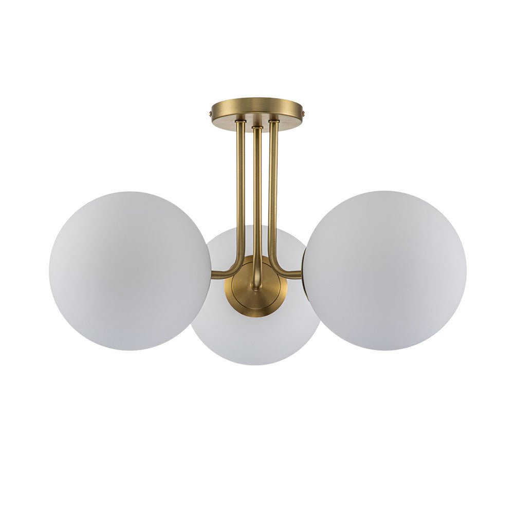 Pendantlightie-Modern Mid-Century 3-Light Sputnik Glass Semi Flush Mount-Semi Flush Mount-Nickel-