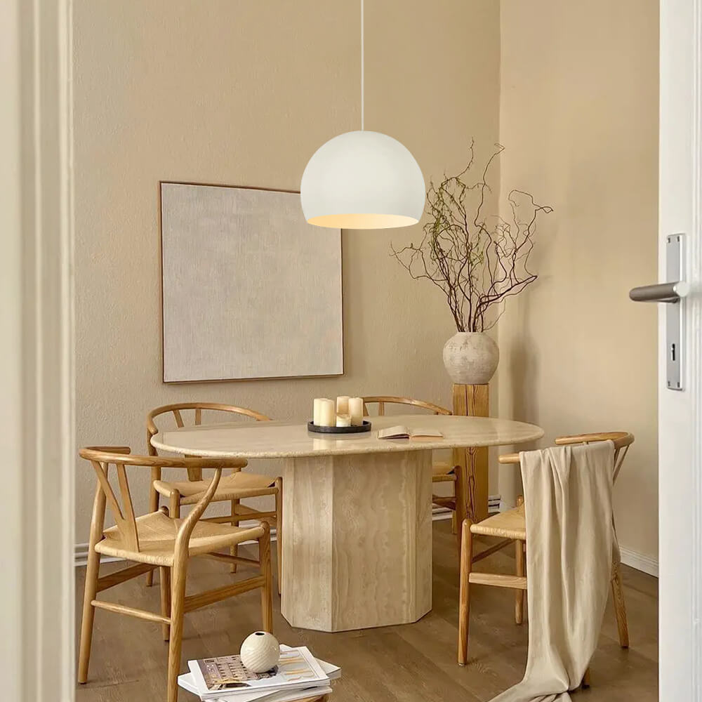 Pendantlightie-Modern Minimalist 1-Light Texture Chalk Round Pendant Light-Pendants-White-