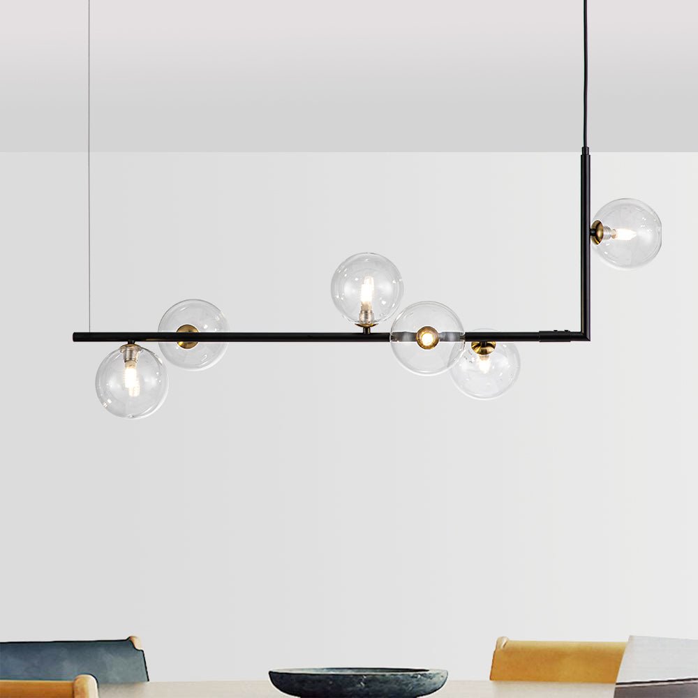 Pendantlightie-Modern Minimalist 6 Lights Linear Lighting-Chandeliers-Black-