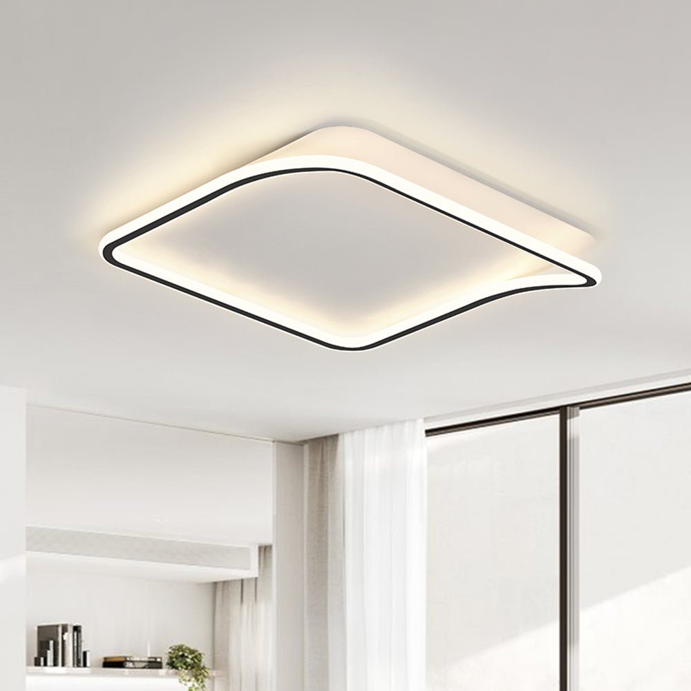 Pendantlightie-Modern Minimalist Flush Mount Square Led Ceiling Light-Flush Mount-Black-Warm White Light