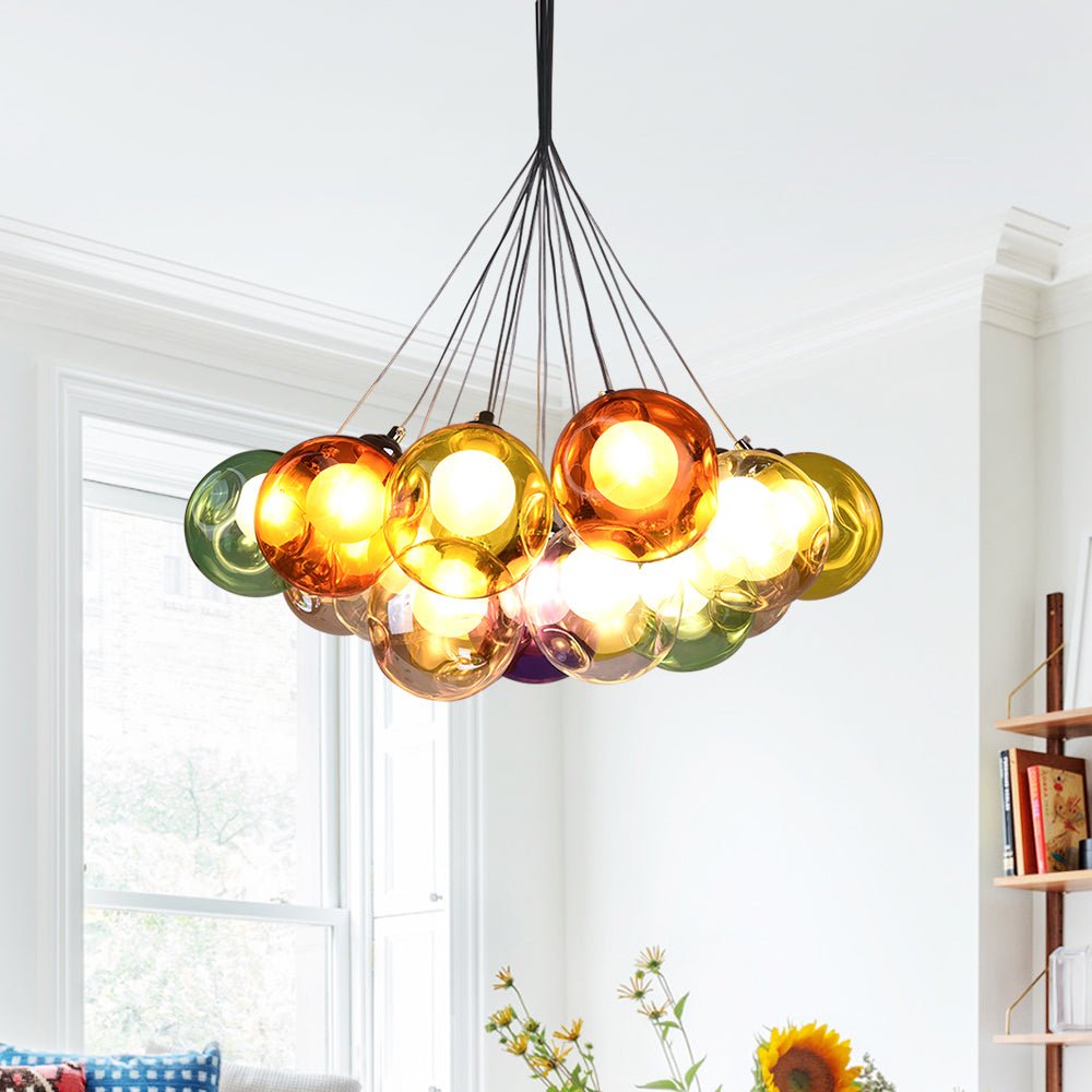 Pendantlightie-Modern Multi-Color Glass Cluster Lights-Chandeliers-Yellow Tune-7 Globes