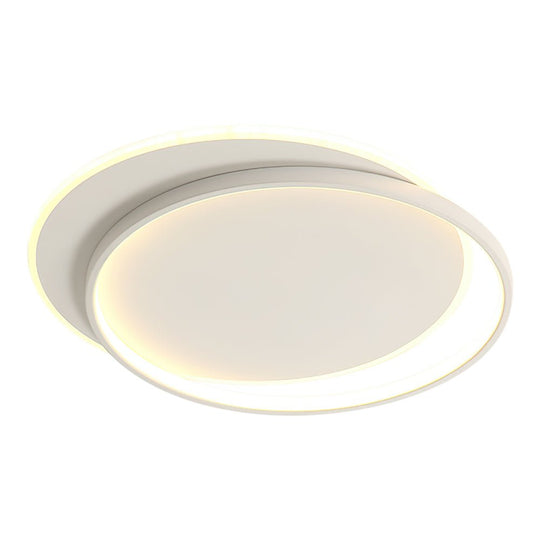 Pendantlightie-Modern Slim Double Ring Round Led Ceiling Light-Flush Mount-Cool White Light-White