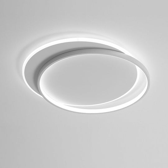 Pendantlightie-Modern Slim Double Ring Round Led Ceiling Light-Flush Mount-Cool White Light-White