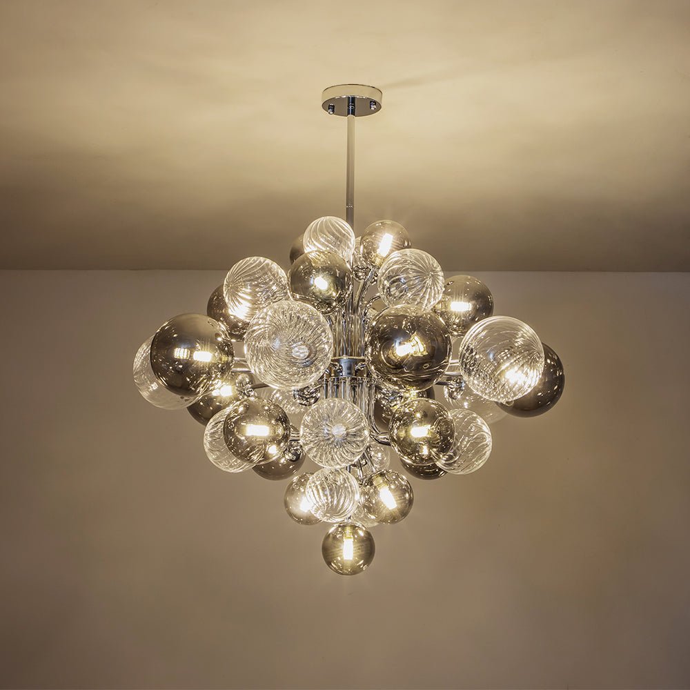 Pendantlightie-Modern Tiered Smoky Glass Bubble Chandelier-Chandeliers-8Lt-