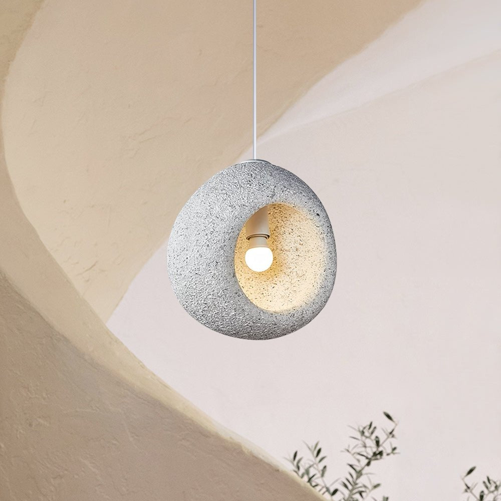 Pendantlightie-Nordic 1-Light Cave Shaped Wabi Sabi Pendant For Dining Table-Pendants-Light Gray-